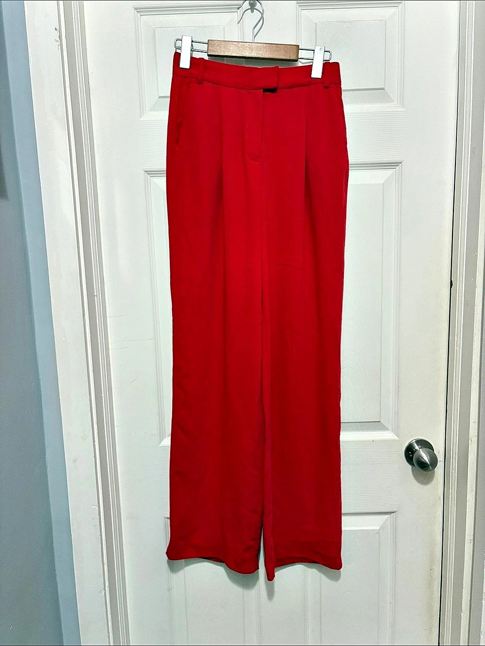 Babaton Red Wide Leg Trousers